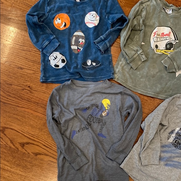 Three & Out Kids Long Sleeve Graphic Tees - Blue, Green, Gray 4t Denny’s Bundle - Picture 2 of 12